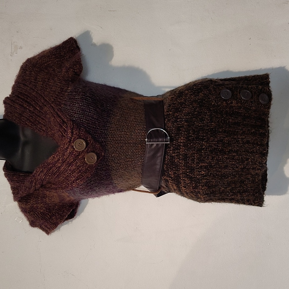 Derek Heart Brown and Purple Cowl Neck Sweater *Belt Not Included*